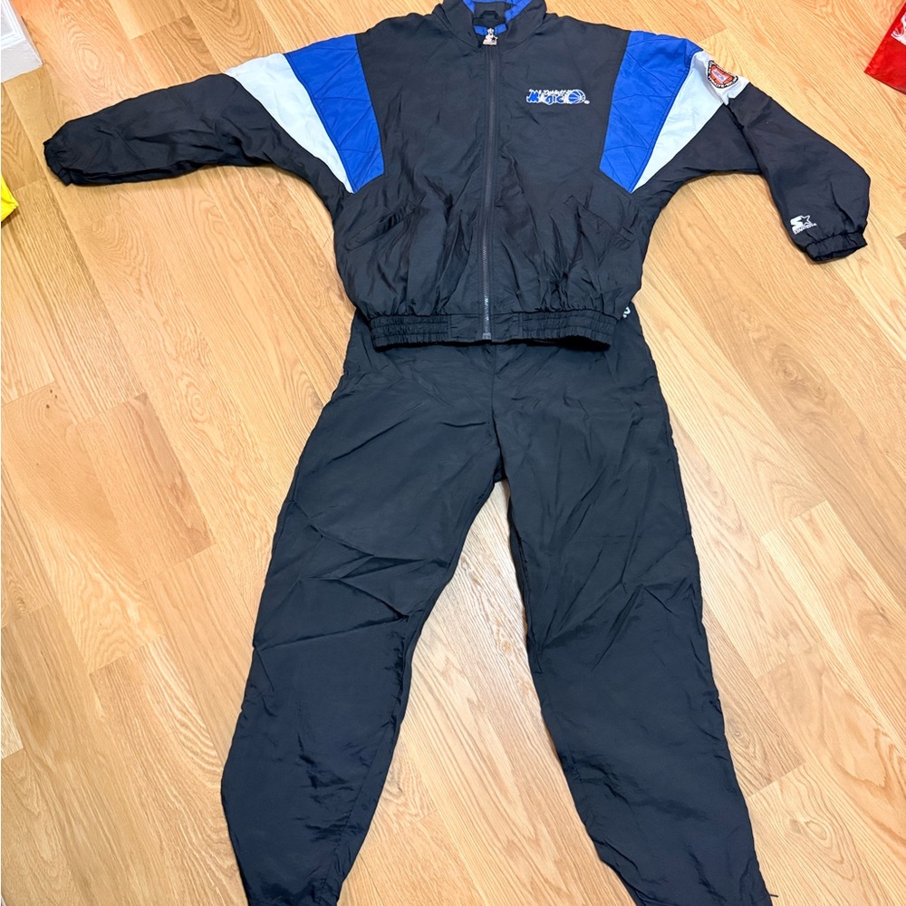 STARTER Orlando Magic Black and Blue Athletic Windbreaker